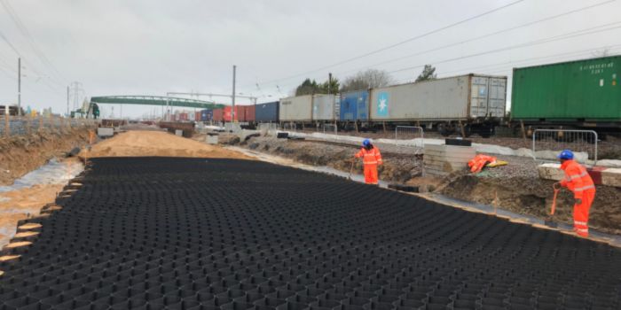 geoweb geocells installed for mainline ballast reinforcement