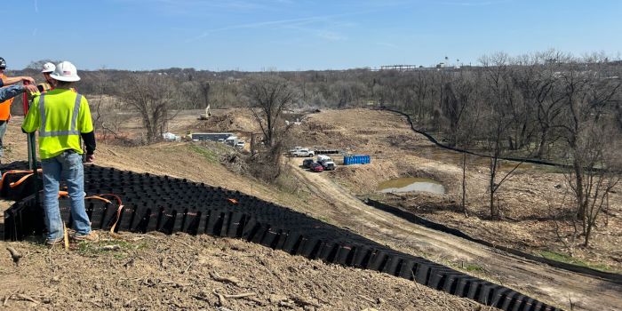 geocells on slope in landfill