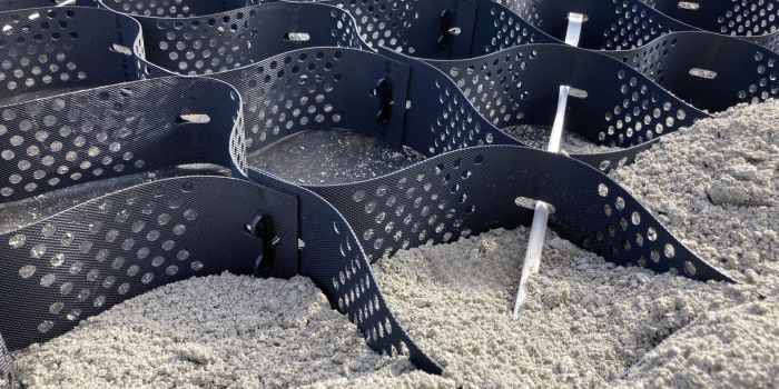 close up of geocells infilled