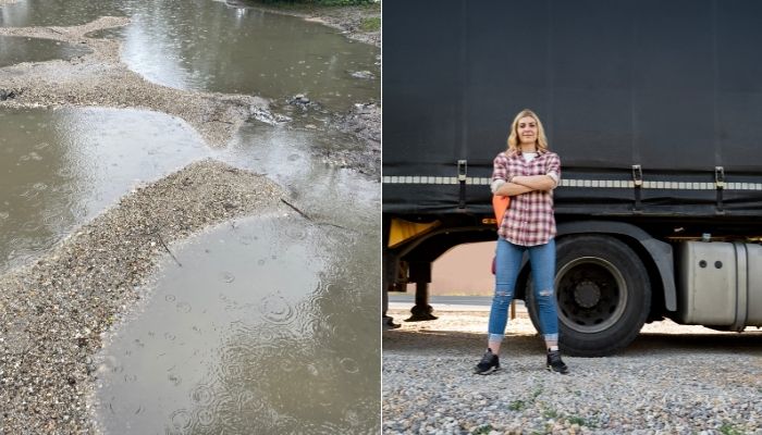 before and after truck parking lot